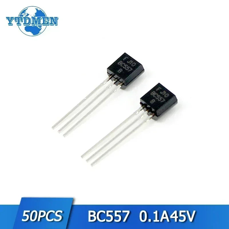 Kit Transistores NPN BC547B + PNP BC557B TO-92 (25 de c/u, Total 50 Piezas)