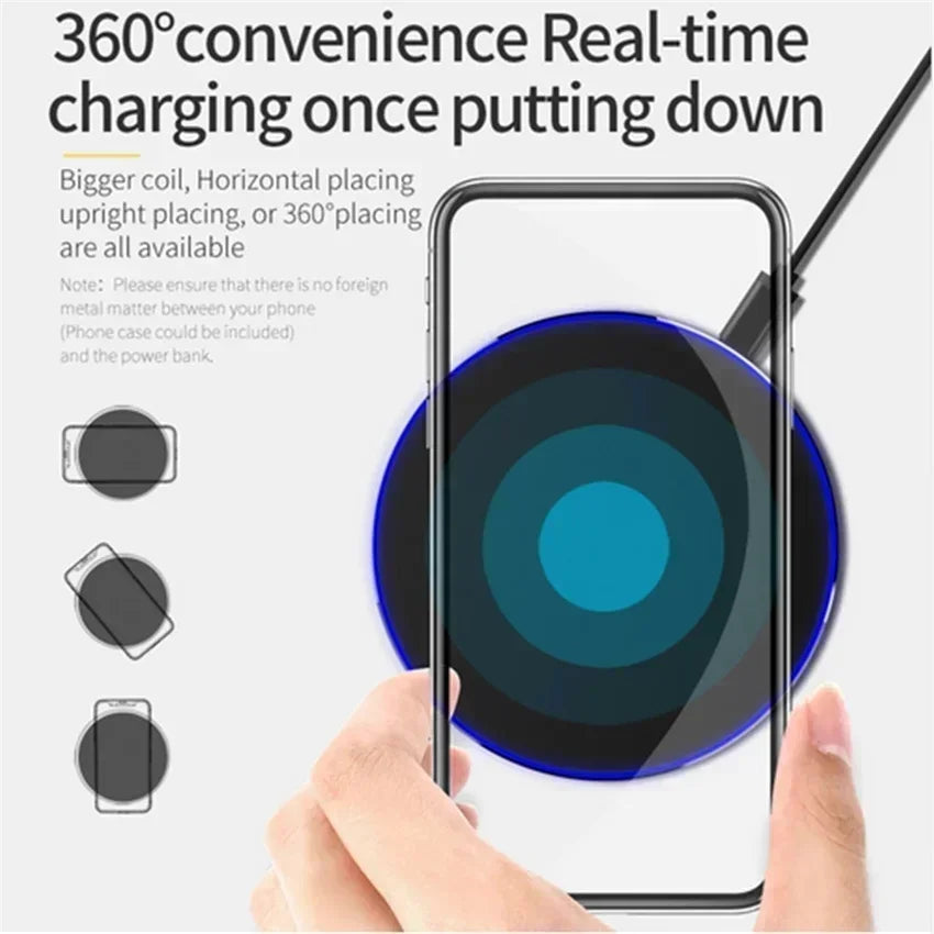 Cargador Inalámbrico Rápido Inducción para iPhone X/XR/XS Max/Mini / 12/13/15/16 Pro / Samsung S8-S10/S21/S22/Note (2025)