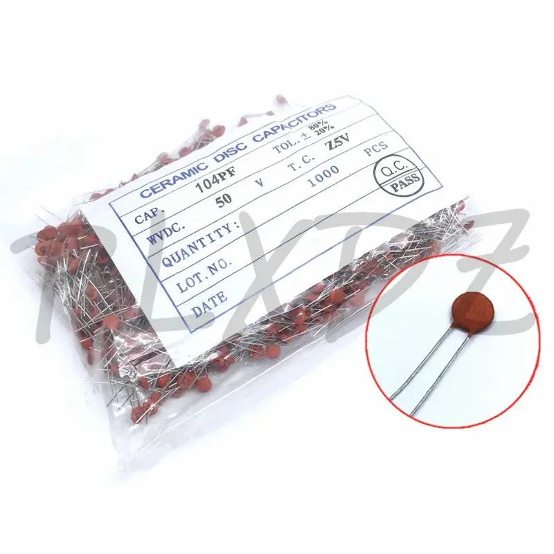 Capacitor Cerámico (1pF-100nF, 50V) - Pack 50 Unidades (Valores Surtidos)