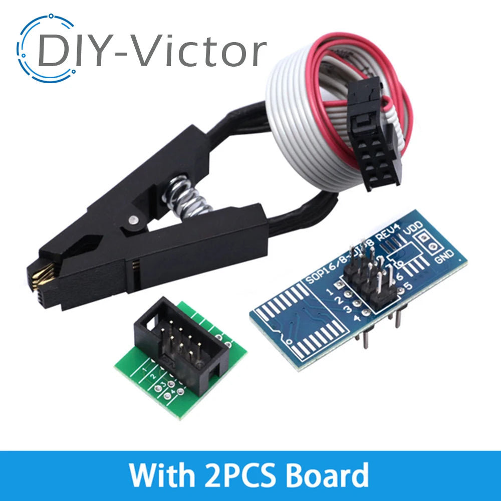 Kit Programador USB CH341A 24/25 Series EEPROM Flash BIOS + Clip Test SOIC8/SOP8 (DIY Kit i21)