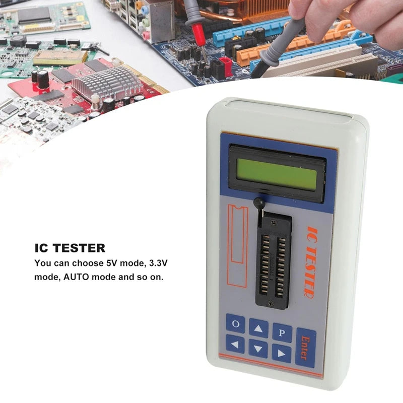 Tester Probador Circuitos Integrados ABDJ IC Tester Modos Auto 5V/3.3V para Chips Interfaz/Optoacoplador/Op-Amp