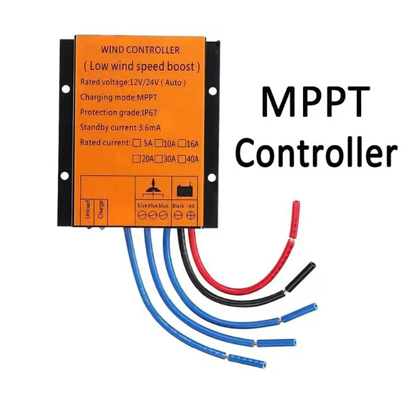 Controlador Carga Eólica MPPT 10A-40A 12V/24V/48V Auto Generador Turbina Impermeable Regulador Rectificador (1000W-5000W)