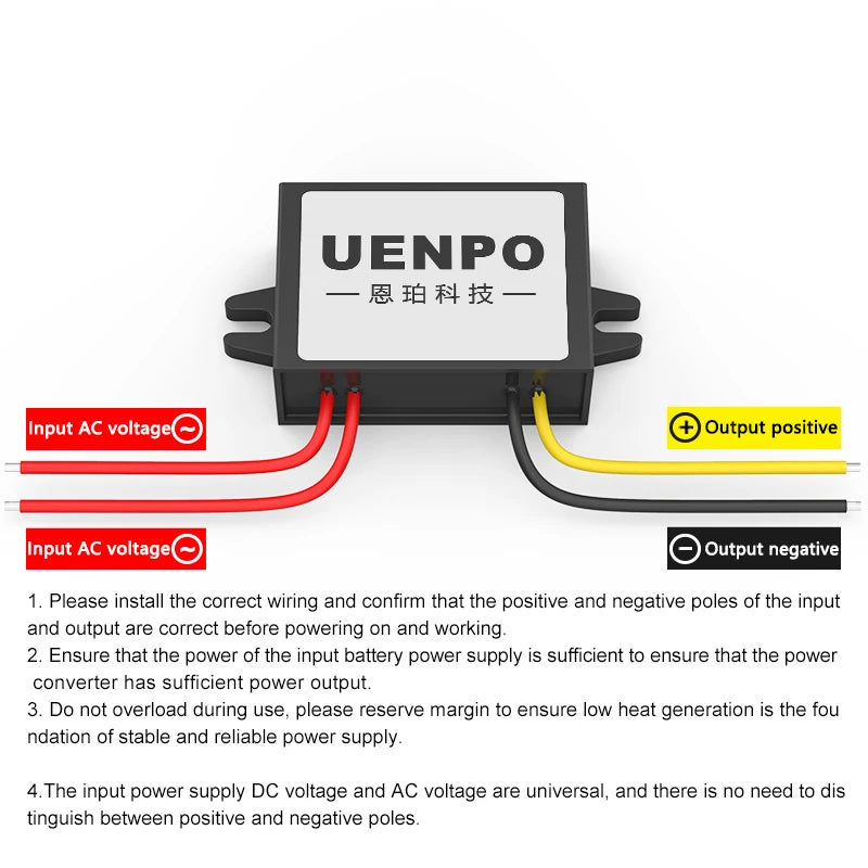 Convertidor AC/DC 24V/36V a DC 24V 1A/2A/3A Reductor Voltaje Módulo Impermeable IP68