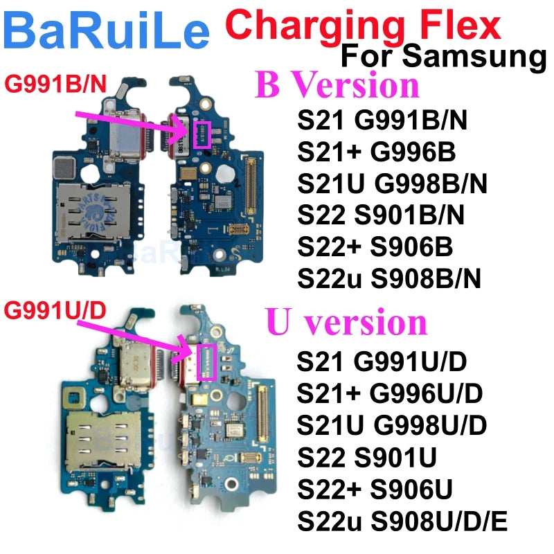 Cable Flex Conector Placa Puerto Carga USB para Samsung Galaxy S21/S21+/S21 Ultra/S22 Plus (G991B/G996U/G998B/S901B/S908U)