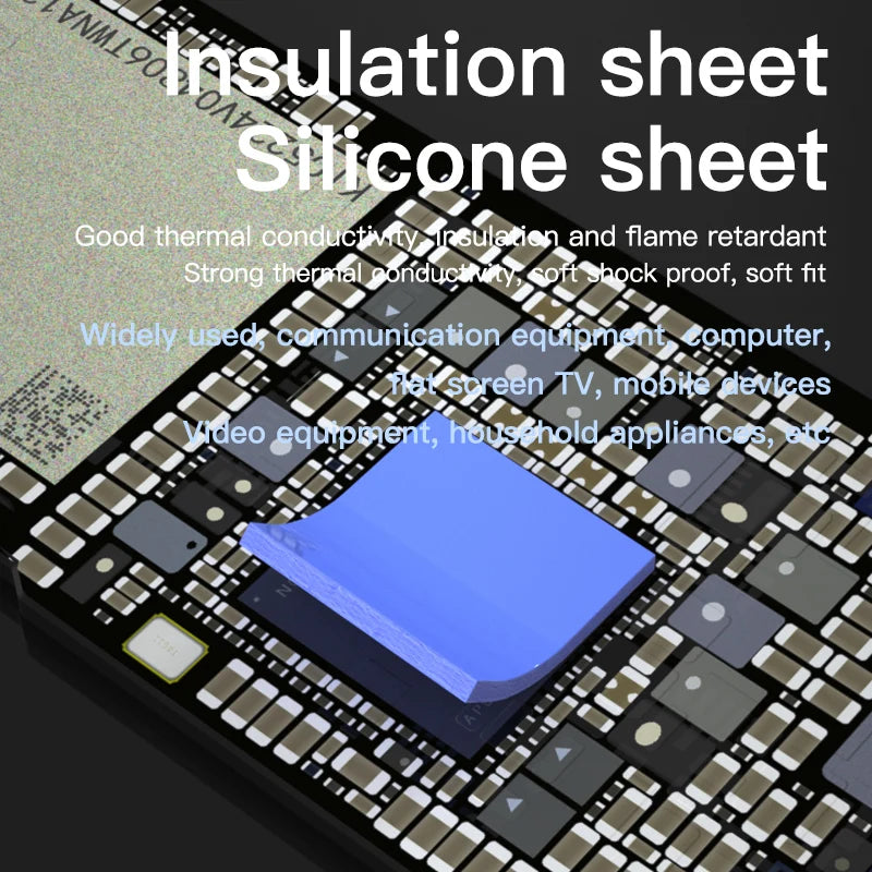 Lámina Silicona Aislante Térmica MaAnt (Alta Temperatura, Precortada) para Reparación Motherboard/CPU/IC/GPU (100 Unidades)