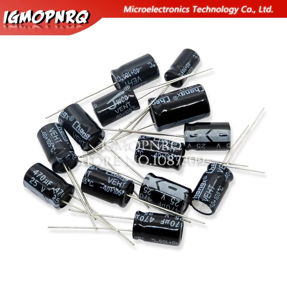Capacitores Electrolíticos Aluminio: Rango 10-63V / 2.2uF-10000uF (Valores Surtidos)