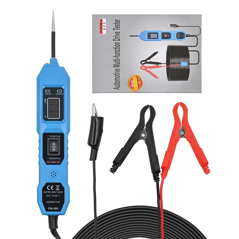 Tester Circuito Eléctrico Aermotor (6V-48V DC) con Display LED y Luz - Herramienta Diagnóstico Sistema Eléctrico Auto