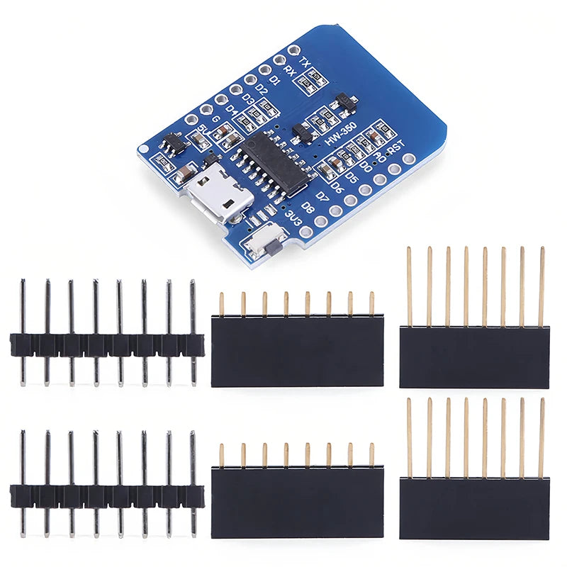 Lote 1-10 Pcs Módulo Wemos D1 Mini WiFi ESP8266 (ESP-12F) CH340G V2 USB-C/Micro Placa Desarrollo 3.3V + Pines Arduino