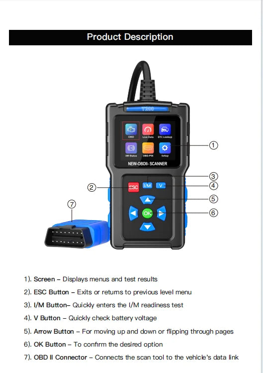 Scanner Automotriz OBD2 T200 - Lector Códigos Motor, Herramienta Diagnóstico Vehículo (Envío US Warehouse)