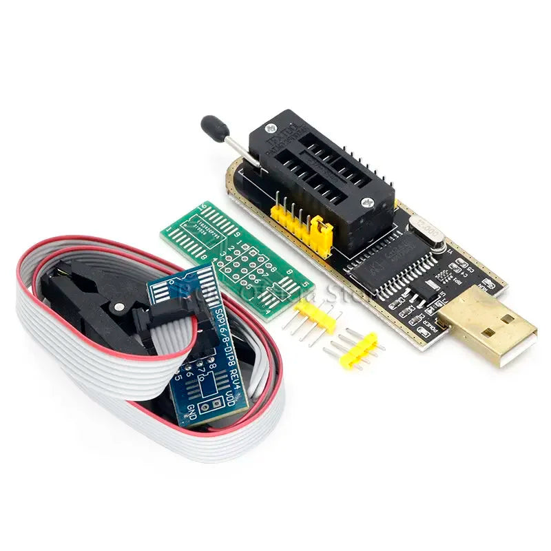 Kit Programador USB CH341A 24/25 Series EEPROM Flash BIOS + Clip Test SOIC8/SOP8