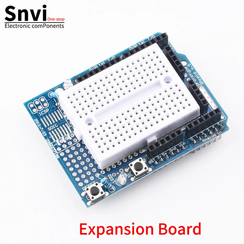 Placa Desarrollo UNO R3 (ATMEGA328P, CH340/ATEGA16U2) compatible Arduino con Cable + Placa Expansión Proto Shield R3/R4