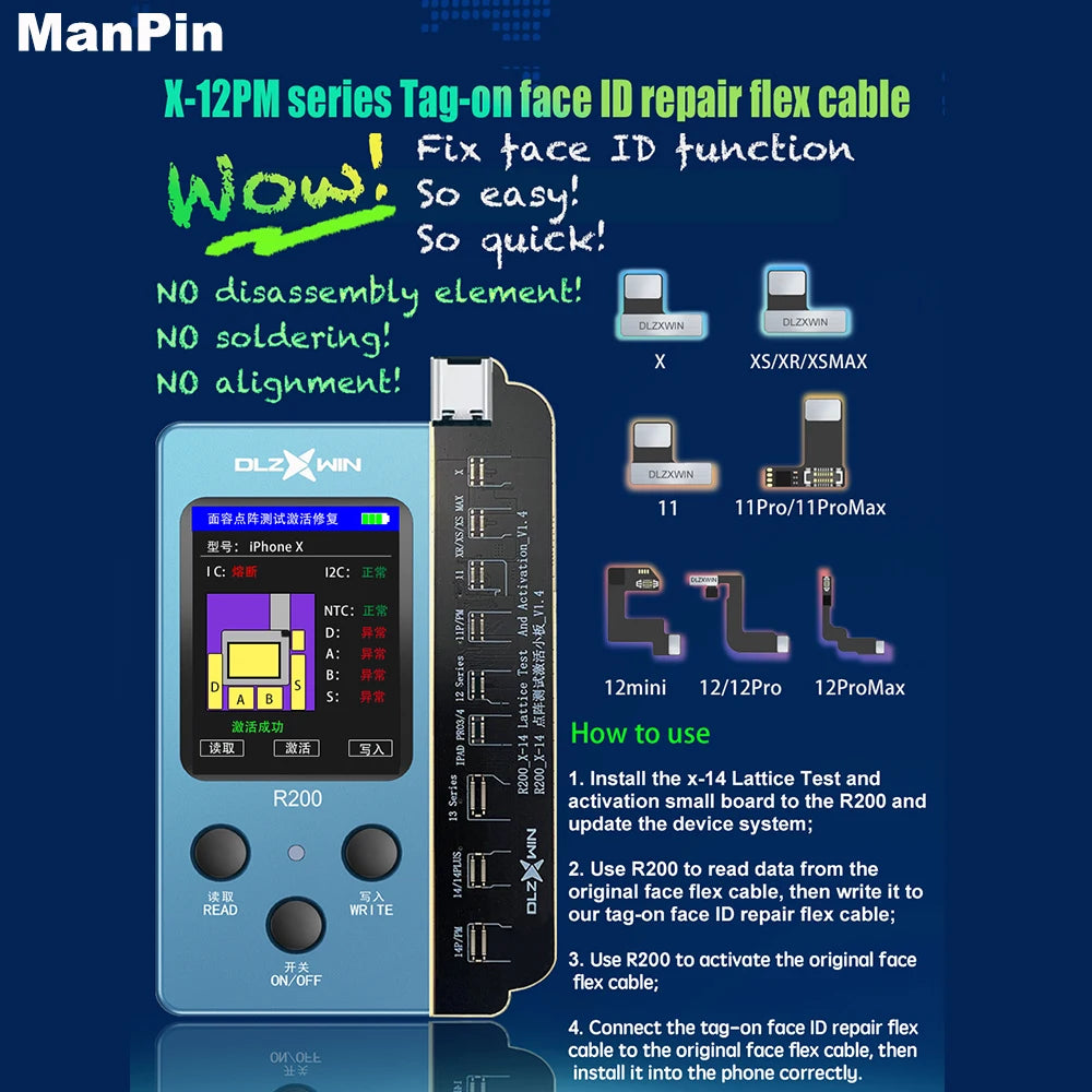 Placa Reparación Batería R200 + Flex - Tester Recuperación True Tone Pantalla (iPhone 11 a 14 Pro Max)