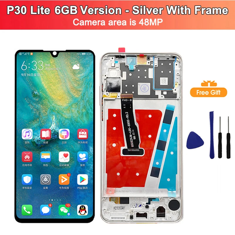 P30 Lite Screen for HUAWEI P30 Lite LCD Display Screen with Frame for HUAWEI P30 Lite Touch LCD Screen Nova 4e Replacement Parts