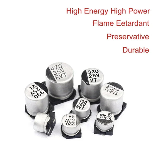 Capacitor Electrolítico SMD (22uF-2200uF, 6.3V-400V) - Pack 10 Unidades (Valores Surtidos)