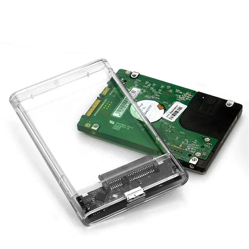 Carcasa Externa USB 3.0/Tipo C para Disco Duro HDD/SSD SATA 2.5" (UASP, Transparente, Portátil, Tool-Free)