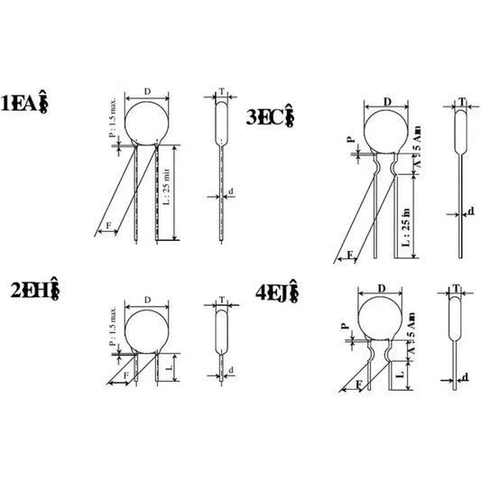 Capacitor Disco Cerámico (33pF-100nF, 1kV) - Unidad (Especificar Valor)