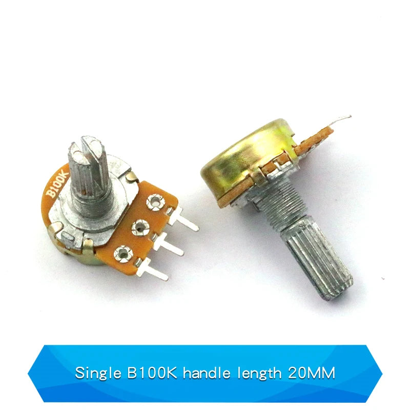 5PCS 5K 10K 20K 50K 100K 250K 500K Ohm WH148 20mm 3Pin Single link Linear Taper Rotary Potentiometer for Arduino