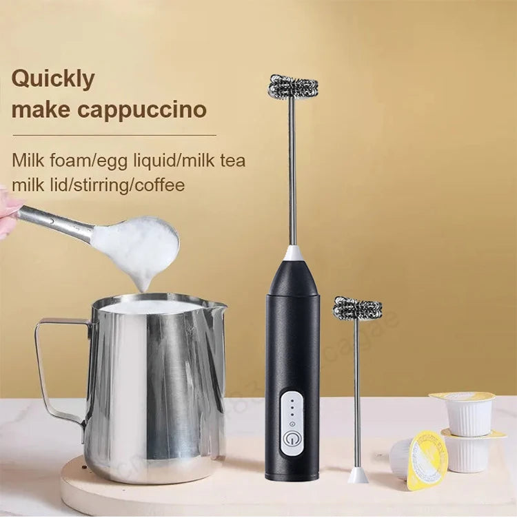 Espumador Leche Inalámbrico Eléctrico Recargable (Tipo C) Batidor Mano Acero Inoxidable Mini Mezclador Café/Cappuccino/Crema