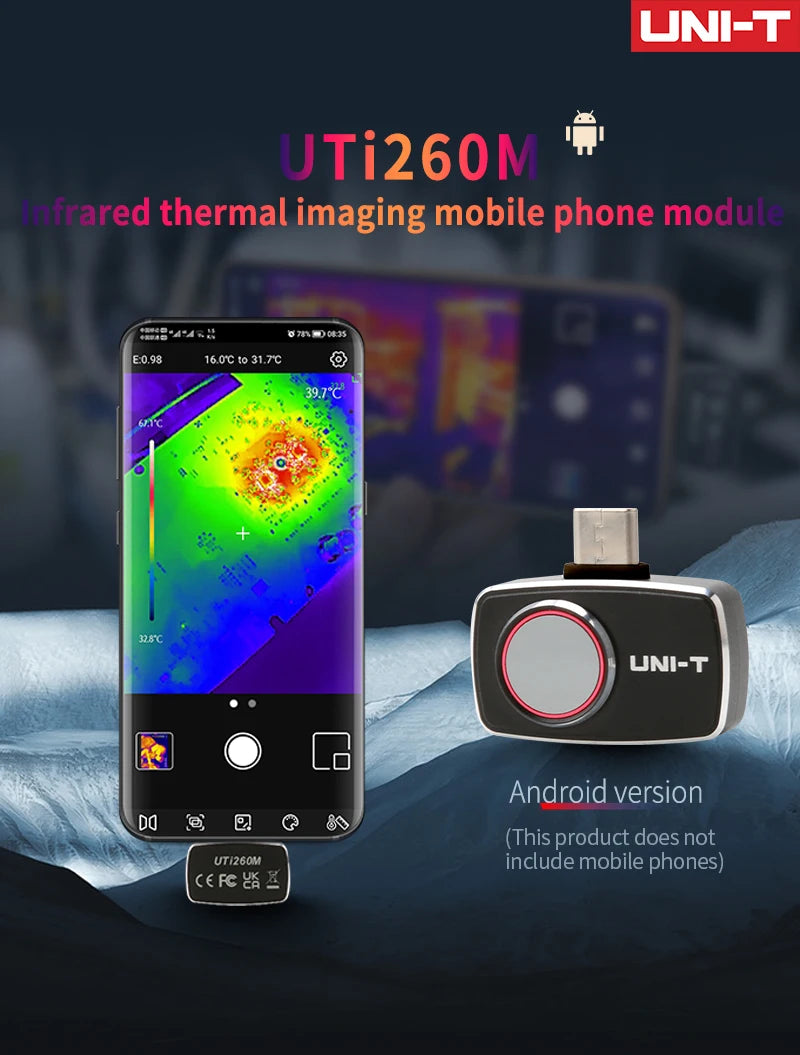 Cámara Térmica UNI-T (UTi120Mobile/UTi120MS/UTi256M/UTi260M/UTi261M) - Termógrafo Infrarrojo Móvil (No iPhone, Tipo C)