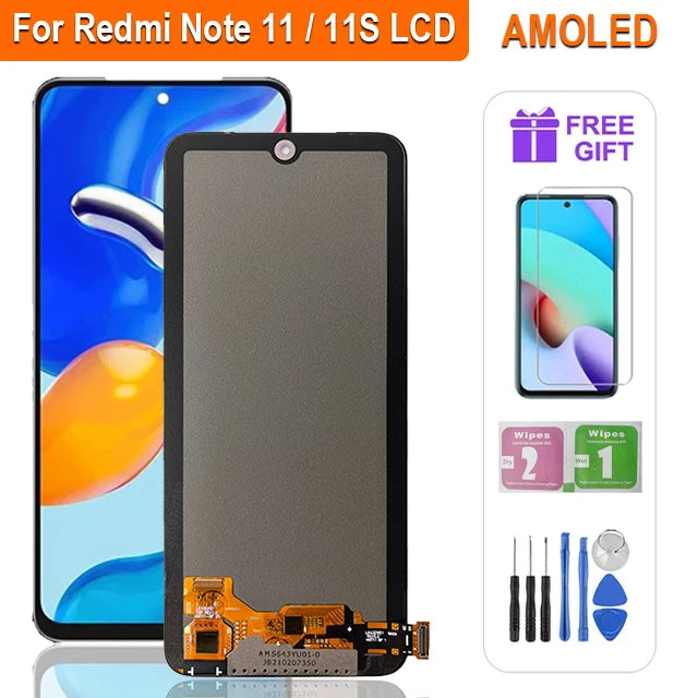 Super AMOLED LCD For Xiaomi Redmi Note 11 LCD 2201117TG LCD Display Touch Screen Digitizer Assembly For Redmi Note 11S LCD