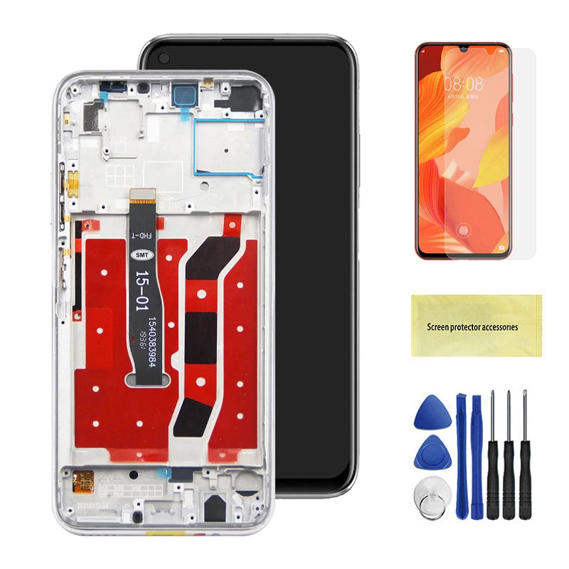 Super AMOLED Display For Huawei P40 Lite LCD Touch Screen Digitizer Assembly With Frame Display Replacement For Nova 6 SE LCD