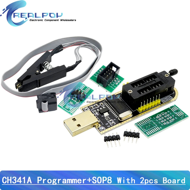 Kit Programador USB CH341A EEPROM/Flash/BIOS con Clip SOIC8, Adaptador 1.8V y ZIF Socket