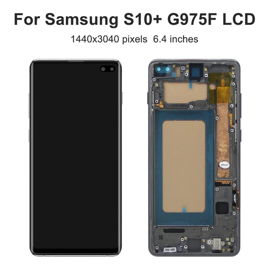 Pantalla LCD de 6,4 pulgadas para Samsung, repuesto de montaje de digitalizador con pantalla táctil, probado, S10 +, G975F, G975U, G975W, G975