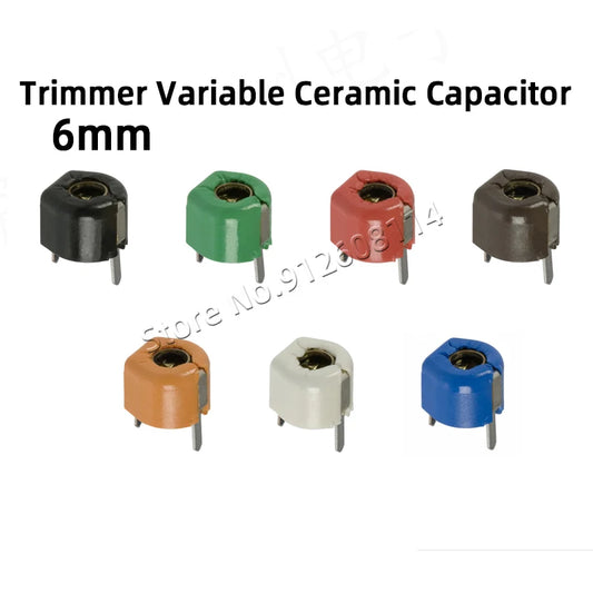 Capacitor Cerámico Variable Trimmer 6mm JML06 (3pF-120pF) Ajustable - Pack 10 Unidades (Valores Surtidos)