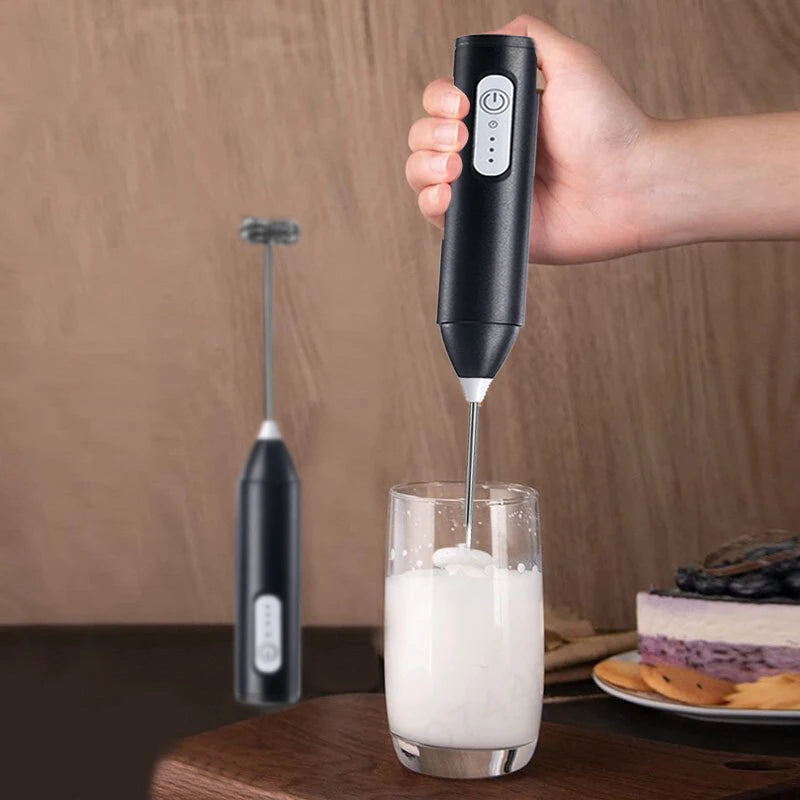 Espumador Leche Inalámbrico Eléctrico Recargable (Tipo C) Batidor Mano Acero Inoxidable Mini Mezclador Café/Cappuccino/Crema