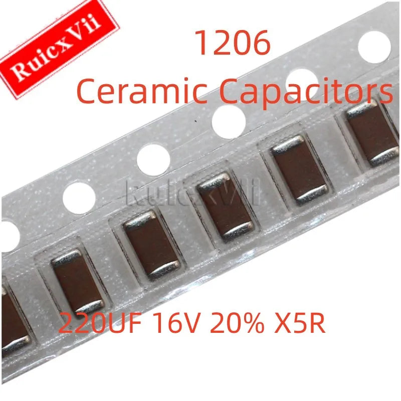 Capacitor Cerámico SMD 1206 (220uF 227M, 16V, X5R 20%) MLCC - Pack 5 Unidades