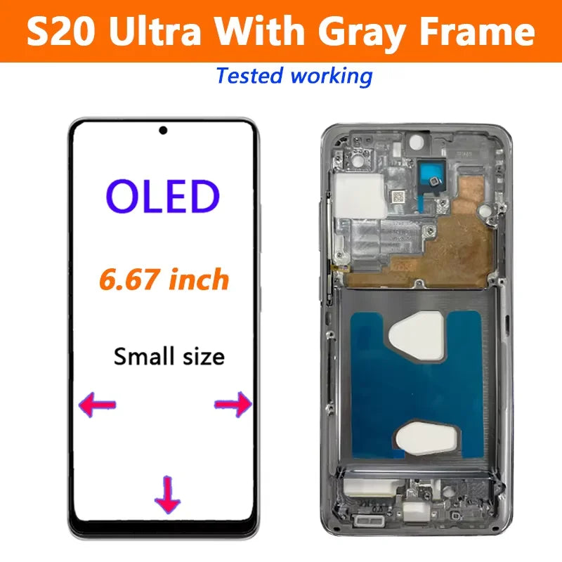 OLED para Samsung Galaxy S20 Ultra Lcd G988 con marco pantalla táctil digitalizador frontal S20 S20 Plus G980 G985 reemplazo
