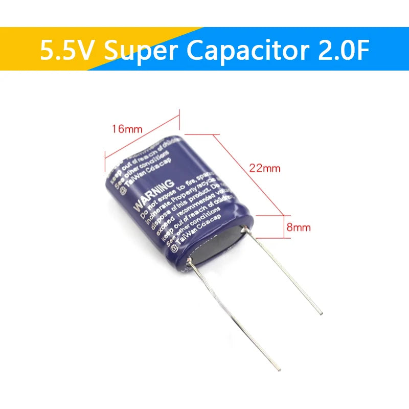 Supercapacitor Farad Tipo Combinación (0.22F-50F, 5.5V) - Unidad (Especificar Valor)