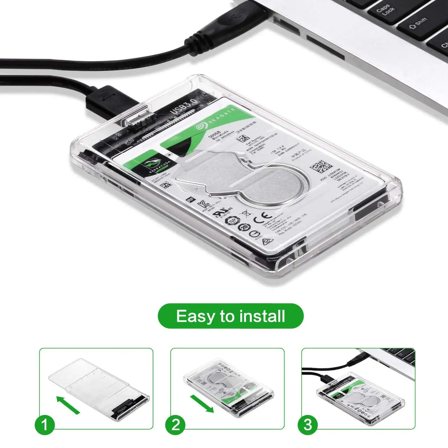Carcasa Externa USB 3.0/Tipo C a SATA III para Disco Duro HDD/SSD 2.5" (Soporta UASP) Caja Harddisk