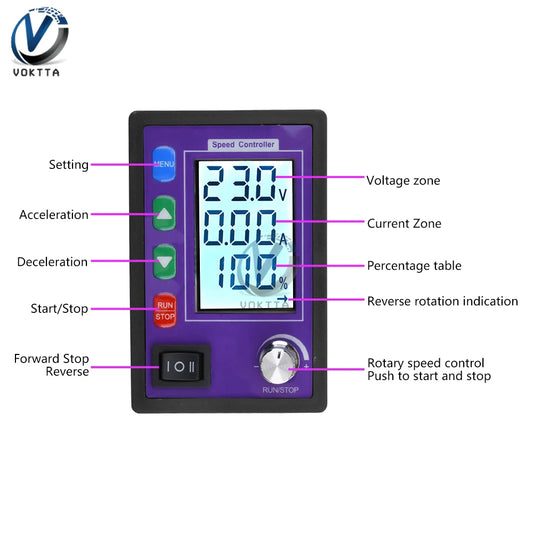 Controlador Velocidad Motor DC (10-55V 30A) PWM con Display LCD y Control Remoto Inalámbrico
