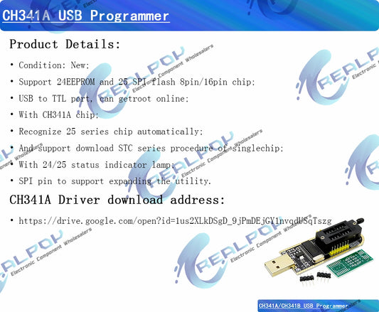 Kit Programador USB CH341A EEPROM/Flash/BIOS con Clip SOIC8, Adaptador 1.8V y ZIF Socket