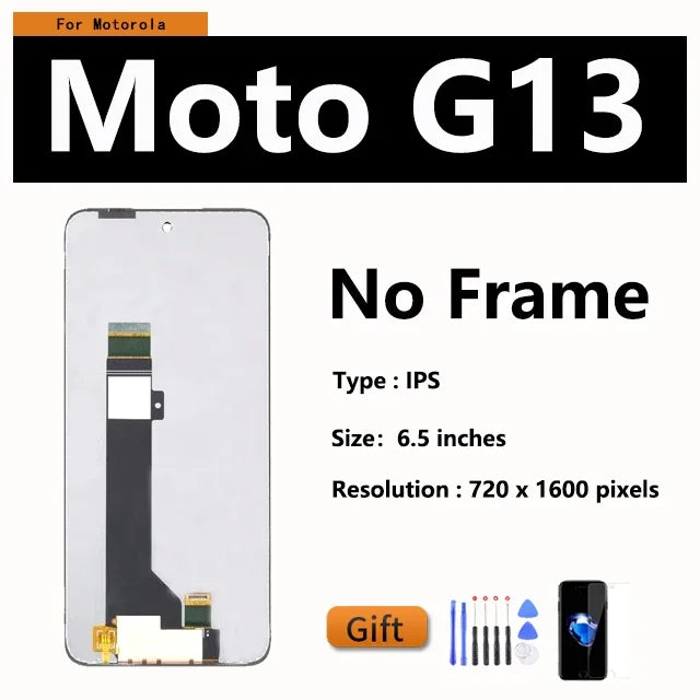 6.5" OEM LCD For Motorola Moto G13 G23 G53 G73 E13 XT2335-2 Display Touch Screen Digitizer Replacement With Frame