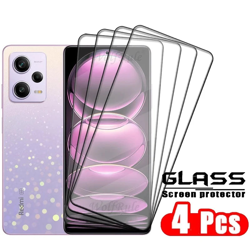 4PCS For Redmi Note 12 Pro 5G Glass Xiaomi Redmi Note 12 Pro Tempered Glass Full Cover Glue Screen Protector Redmi Note 12 Pro