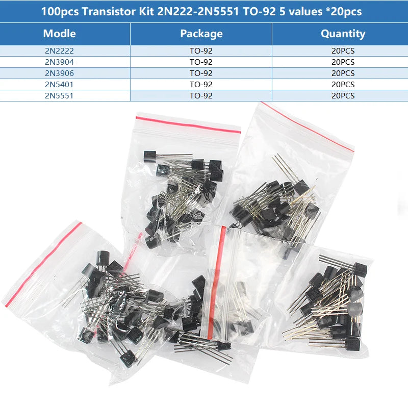 Kit Surtido Transistores BJT TO-92 NPN/PNP (A1015, BCxxx, S8xxx, 2Nxxxx) - 50-900 Piezas