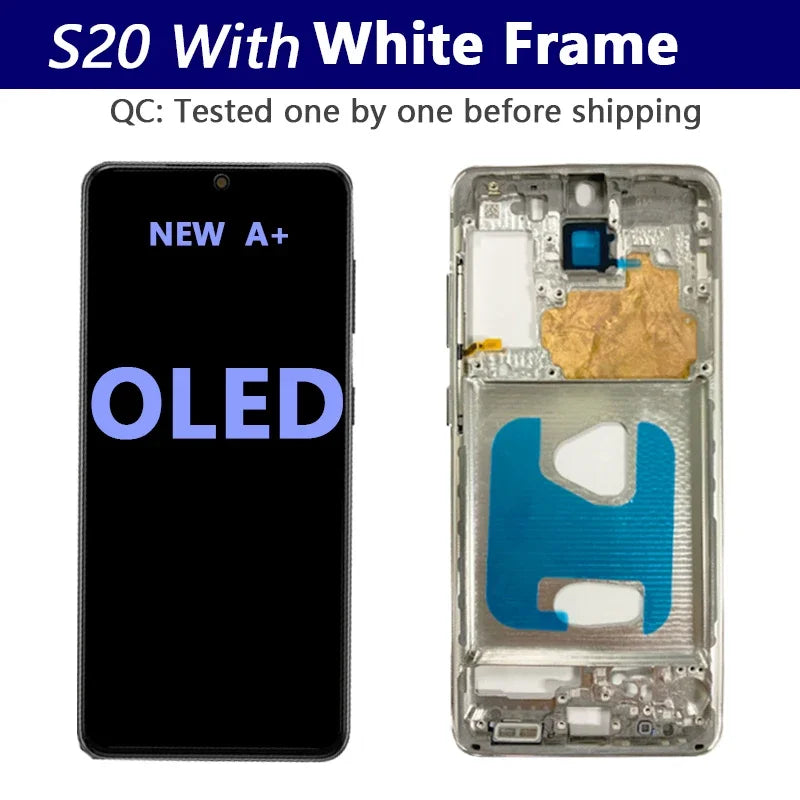 OLED para Samsung Galaxy S20 Ultra Lcd G988 con marco pantalla táctil digitalizador frontal S20 S20 Plus G980 G985 reemplazo