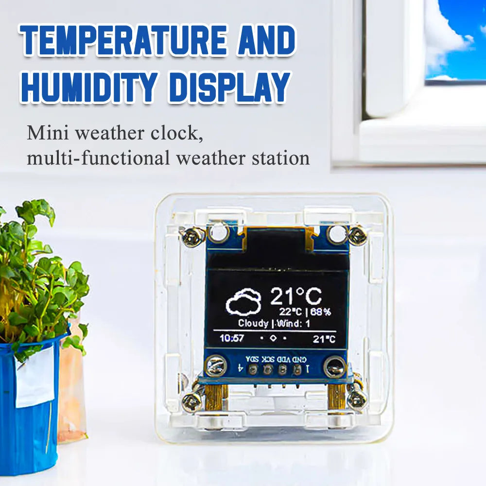 Kit DIY Mini Reloj Meteorológico WiFi ESP8266 Reloj Digital Estación Multifuncional Electrónico (Sin Soldar IC)