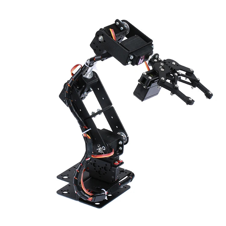 Kit Brazo Robot Mecánico Aleación Metálica 6-DOF (360°, para MG996R) Arduino Robótica Educacional Programable PS2