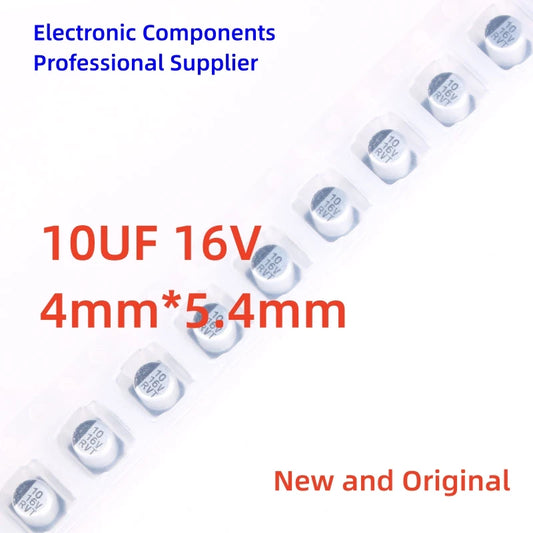 Capacitor Electrolítico Aluminio SMD (10uF, 16V, 4x5.4mm) - Pack 50/100 Unidades