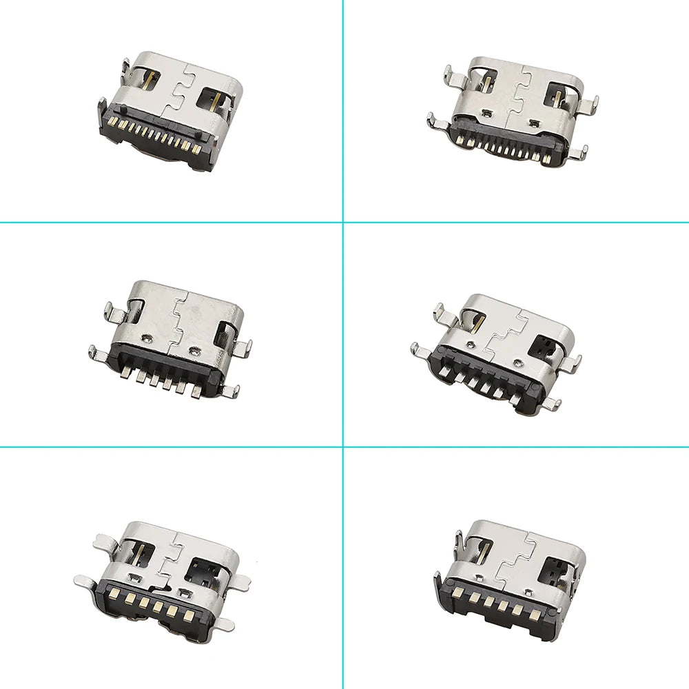 Conector Socket Carga USB Hembra Tipo C (6 Pines/16 Pines) para Soldadura PCB DIY Reparación Adaptador Jack (Caja 100 Unidades)