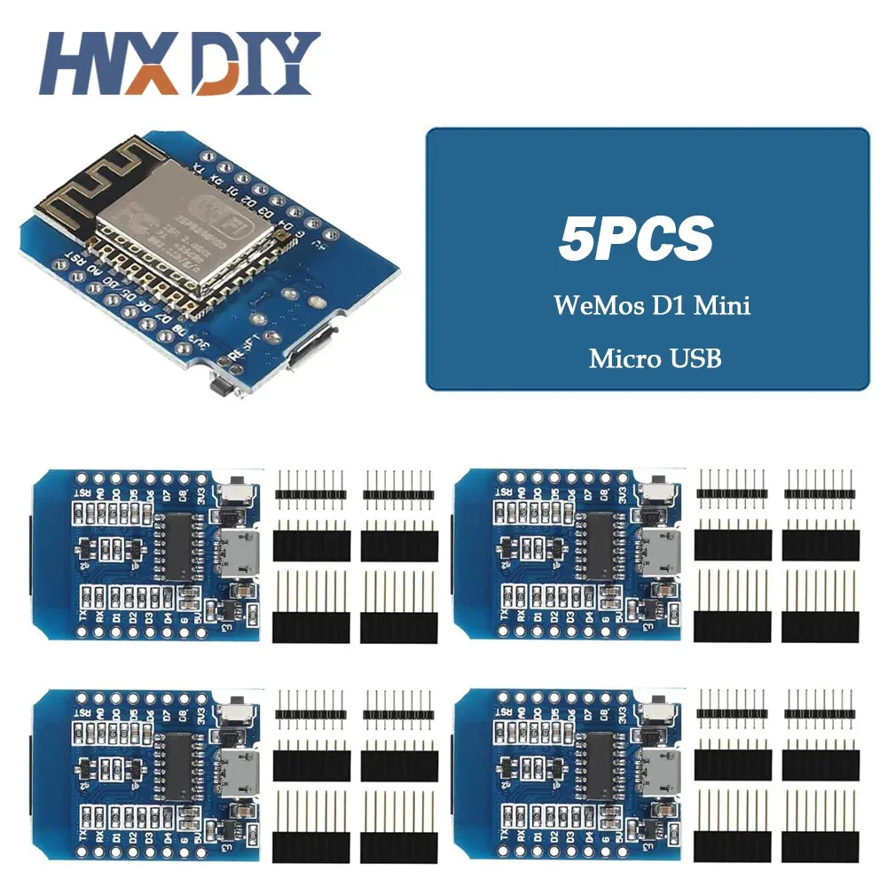 Lote 1-10 Pcs Placa Desarrollo Wemos D1 Mini NodeMCU ESP8266 (ESP-12F) CH340 V2 USB WiFi 3.3V IoT + Pines