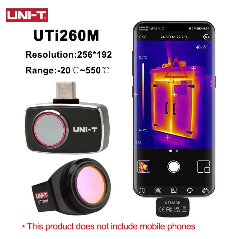Termógrafo UNI-T UTi260M para Smartphone (Tipo C) - Cámara Térmica Infrarroja Tuberías/Circuitos PCB (No iPhone)