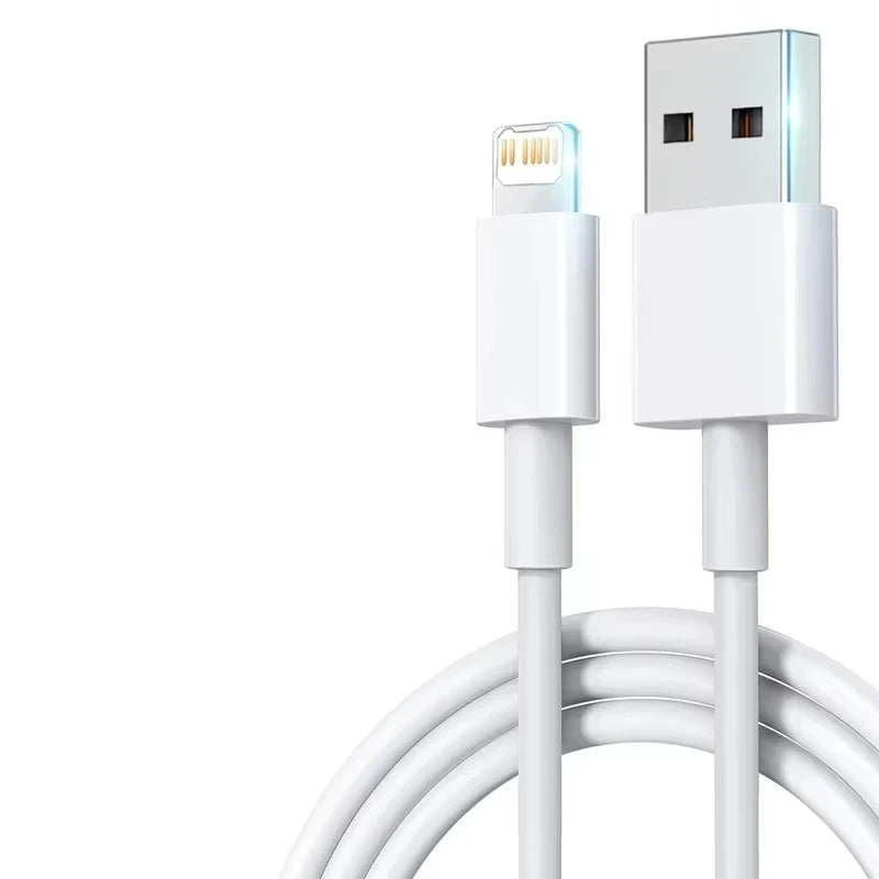 Cargador USB EU Carga Rápida para iPhone 6S-14 Pro Max/Plus/X/XR/XS con Cable Datos USB (1m/1.5m/2m)