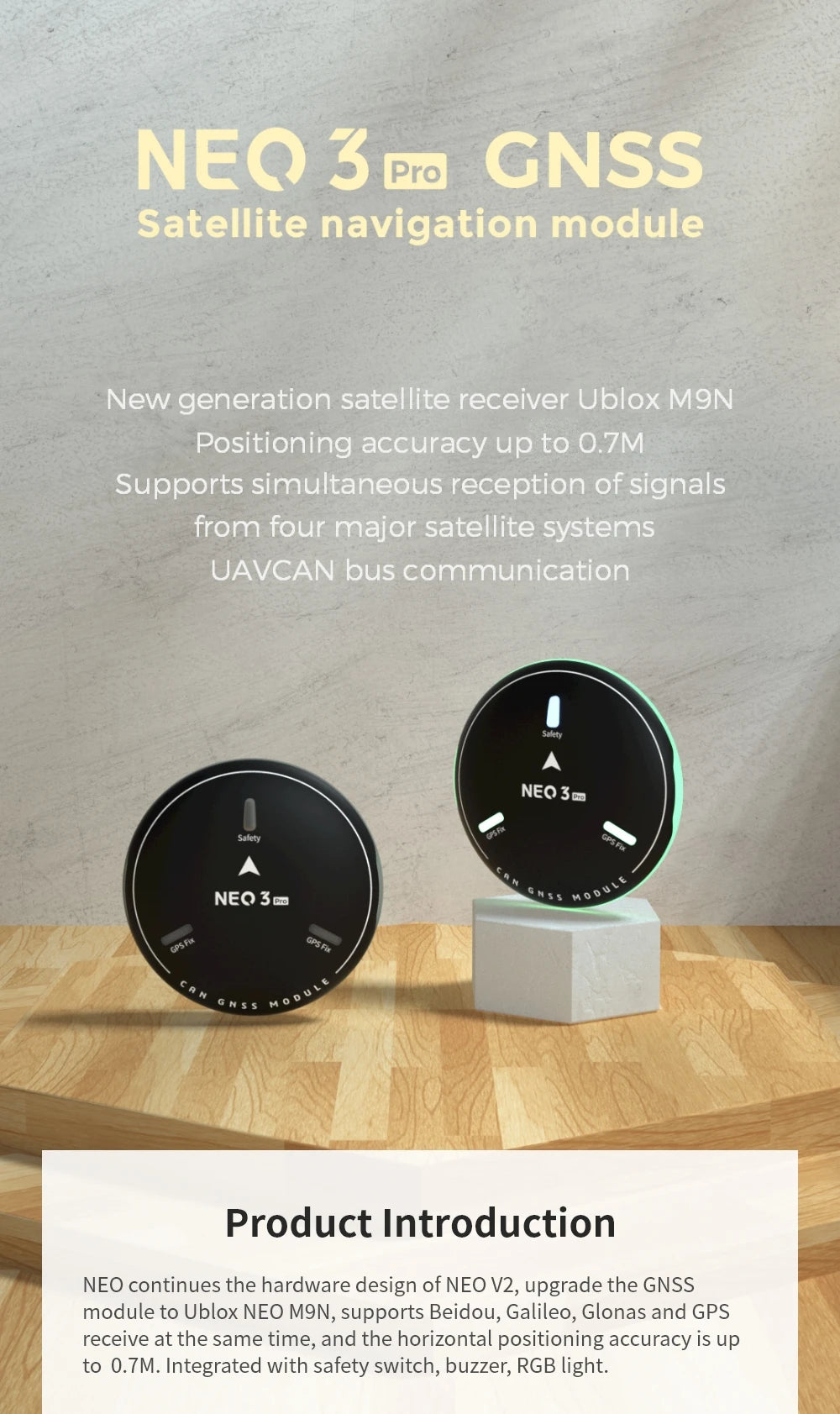 Módulo GNSS GPS CUAV NEO 3 PRO (U-blox M9N) para Controladora Vuelo PIX/Pixhawk (Soporta Ardupilot/PX4)
