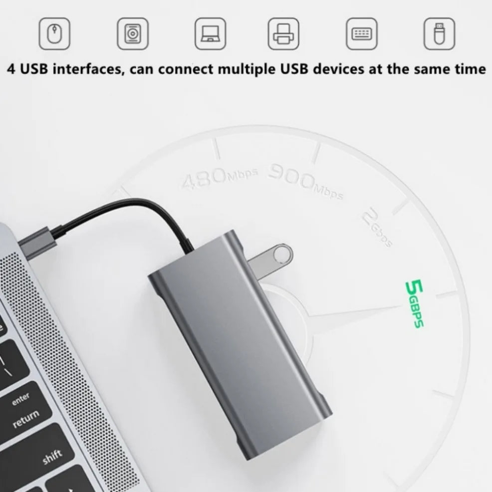 Hub USB-C Docking Station 11-en-1 Tipo-C a HDMI 4K, VGA, RJ45, PD 100W, USB para PC Accesorios Computador
