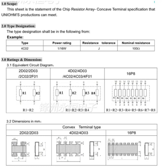 100pcs 0402 8P4R SMD Network Resistor array 5% 2*4P 0R~1M 1 10 22 47 68 100 220 330 470R 1K 2.2K 4.7K 10K 22K 47K 100K 220K 470K