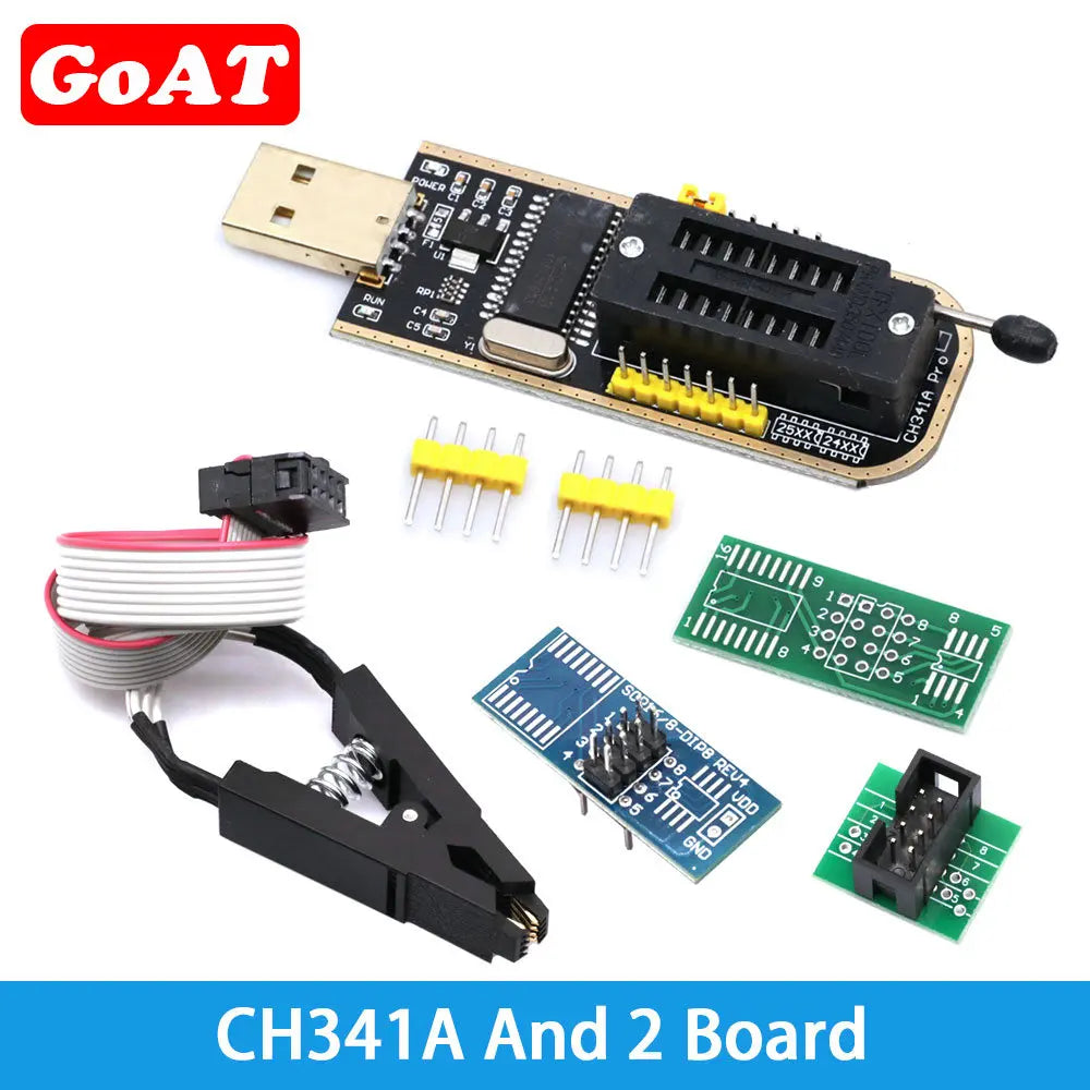 Kit Programador USB CH341A 24/25 Series EEPROM Flash BIOS + Clip Test SOIC8/SOP8 (Variante 2)
